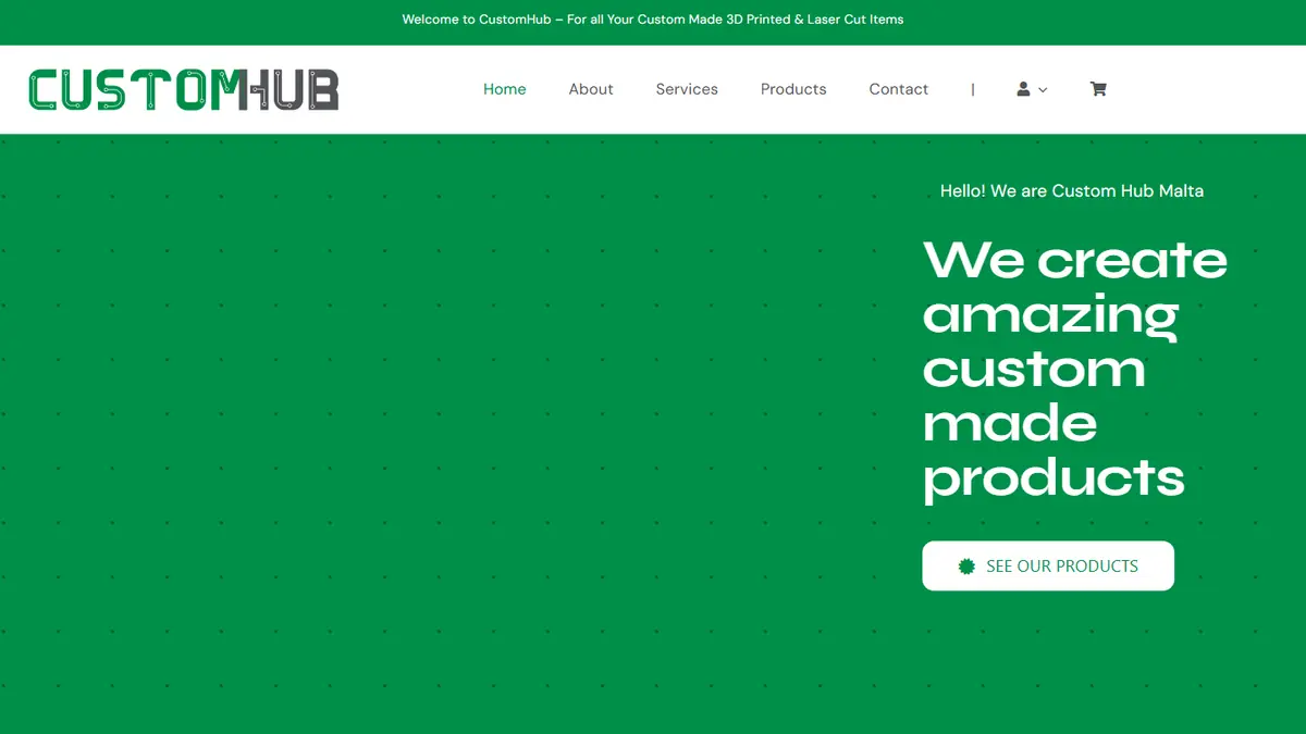 CustomHub Malta website, designed and built by AlphaTech Solutions