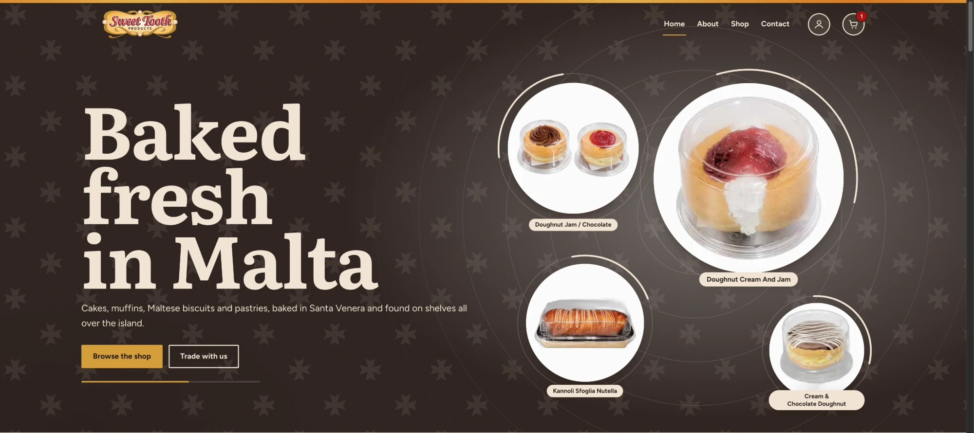 Website we built for Sweet Tooth Products, a Maltese bakery: online shop, customer portal and ordering
